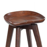 Benzara Contoured Seat Wooden Frame Swivel Barstool with Angled Legs, Dark Brown BM61418 Brown Solid Wood BM61418