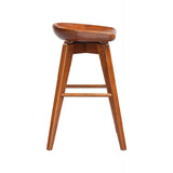 Benzara Contoured Seat Wooden Swivel Counter Stool with Angled Legs, Walnut Brown BM61419 Brown Solid Wood BM61419