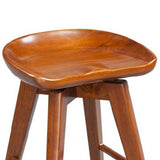 Benzara Contoured Seat Wooden Swivel Counter Stool with Angled Legs, Walnut Brown BM61419 Brown Solid Wood BM61419