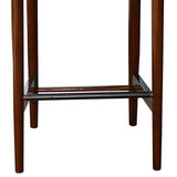 Benzara Wooden Fiddle Back Barstool with Leatherette Seating, Walnut Brown BM61428 Brown Solid Wood and Faux Leather BM61428