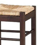 Benzara Rush Woven Wooden Frame Counter Stool with Saber Legs, Beige and Dark Brown BM61435 Brown and Beige Solid Wood and Rush BM61435