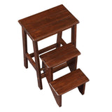 Benzara 3 Step Wooden Frame Stool with Safety Latch, Brown BM61440 Brown Solid Wood BM61440