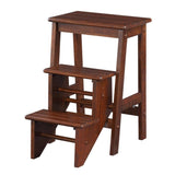3 Step Wooden Frame Stool with Safety Latch, Brown