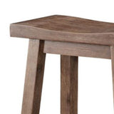 Benzara Wooden Frame Saddle Seat Bar Height Stool with Angled Legs, Large, Gray BM61442 Gray Solid Wood BM61442