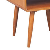 Benzara Rectangular Wooden End Table with Open Shelf and Splayed legs, Brown BM61475 Brown Solid Wood and Veneer BM61475