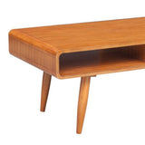 Benzara Rectangular Wooden Frame Coffee Table with 2 Open Shelves, Brown BM61476 Brown Hardwood and Veneer BM61476