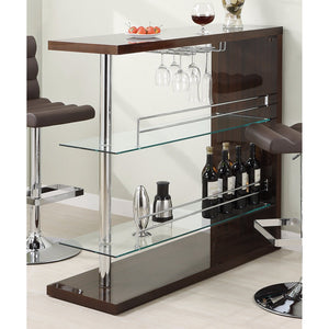 Benzara Modish Rectangular Bar Unit with 2 Shelves and Wine Holder, Brown BM68941 Brown METAL BM68941