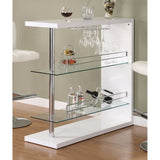 Benzara Ravishing Rectangular Bar Table with 2 Shelves and Wine Holder, White BM68942 White GLASS BM68942
