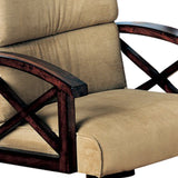 Benzara Upholstered Arm Game Chair , Brown BM68943 Brown FABRIC BM68943