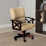 Benzara Upholstered Arm Game Chair , Brown BM68943 Brown FABRIC BM68943