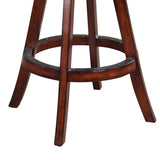 Benzara Traditional Bar Stool with Leather Seat, Brown BM68944 Brown Wood & Leather BM68944