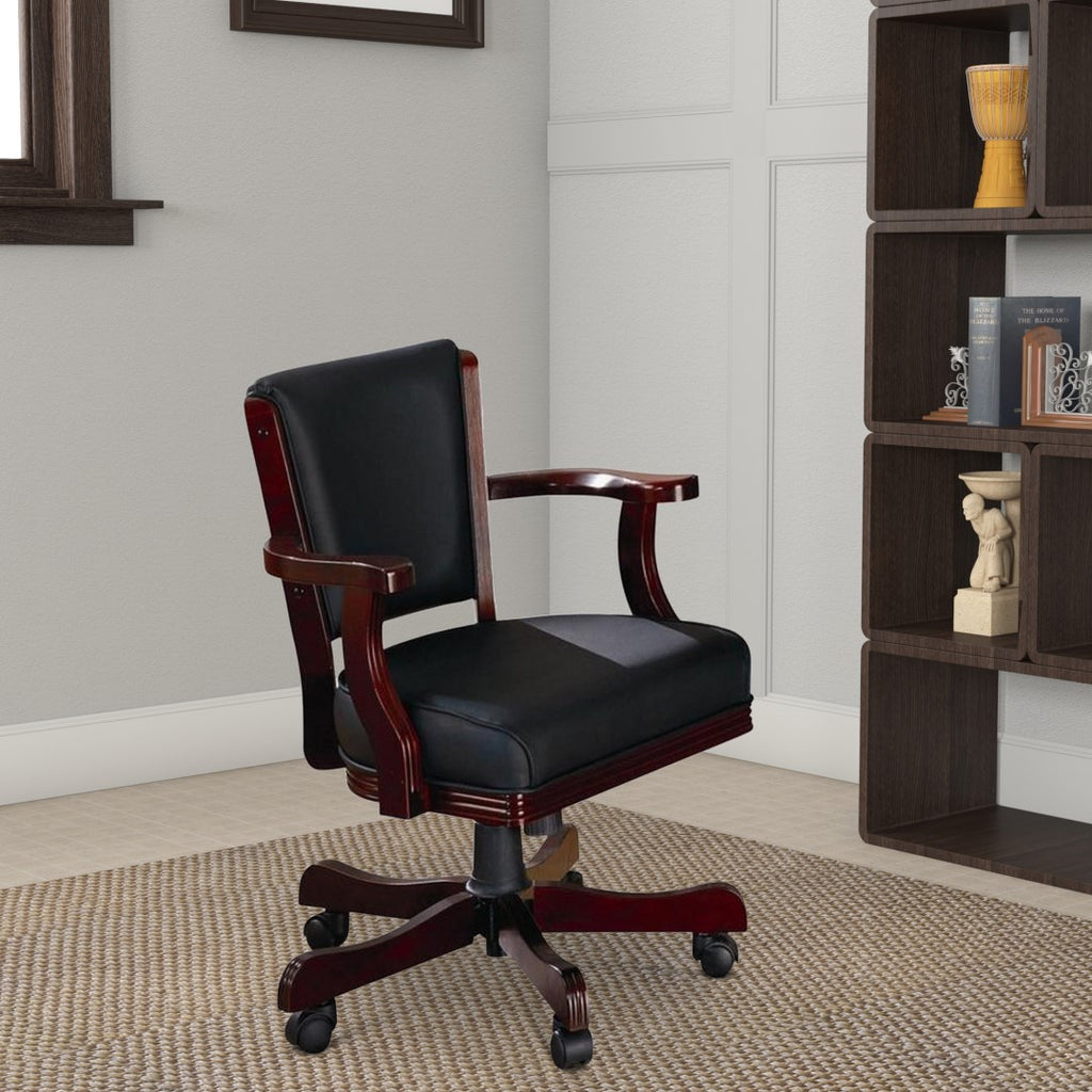 Benzara Expedient Upholstered Arm Game Chair, Green And Brown BM68949 Green And Brown WOOD SOLIDS BM68949