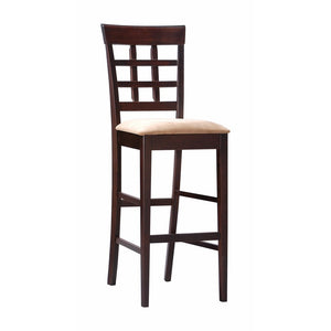 Benzara Open Grid Wooden Bar Height Stool, Brown, Set of 2 BM68951 Brown Wood & Microfiber. BM68951