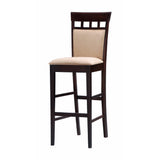Comfy Upholstered Panel Back Bar Stool with Fabric Seat, Brown And Beige, Set of 2