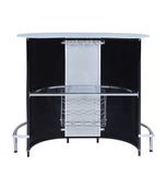 Benzara Contemporary Bar Unit with Frosted Glass Top, White And Black BM68975 White And Black METAL BM68975
