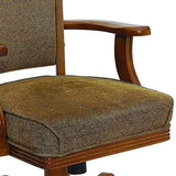 Benzara Cozy Upholstered Arm Game Chair, Brown BM68983 Brown WOOD SOLIDS BM68983