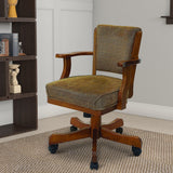 Benzara Cozy Upholstered Arm Game Chair, Brown BM68983 Brown WOOD SOLIDS BM68983