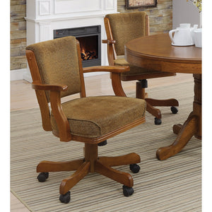 Benzara Cozy Upholstered Arm Game Chair, Brown BM68983 Brown WOOD SOLIDS BM68983