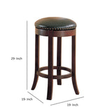 Benzara Contemporary 29" Swivel Bar Stool with Upholstered Seat, brown ,Set of 2 BM68988 Brown Wood BM68988