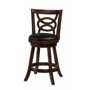 Benzara Comfortable Counter Height Stool Upholstered Seat, Black And Brown, Set of 2 BM69023 Black And Brown Wood BM69023