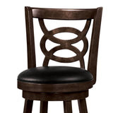 Benzara 29" Swivel Bar Stool with Upholstered Seat, Black And Brown ,Set of 2 BM69024 Black And Brown Wood BM69024