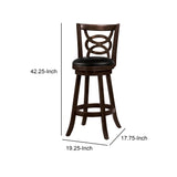 Benzara 29" Swivel Bar Stool with Upholstered Seat, Black And Brown ,Set of 2 BM69024 Black And Brown Wood BM69024