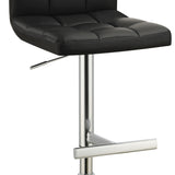 Benzara Sophisticated Armless Adjustable Bar Stool, Black ,Set of 2 BM69046 Black Metal/Upholstery BM69046