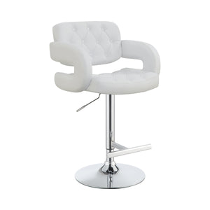 Benzara Modern Style Adjustable Height Bar Stool, White BM69049 White Metal/Upholstery BM69049