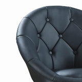 Benzara Contemporary Round Tufted Black Swivel Accent Chair BM69053 BLACK METAL BM69053