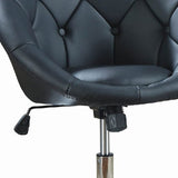 Benzara Contemporary Round Tufted Black Swivel Accent Chair BM69053 BLACK METAL BM69053