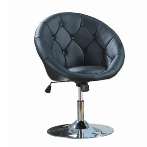 Benzara Contemporary Round Tufted Black Swivel Accent Chair BM69053 BLACK METAL BM69053