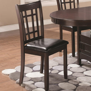 Benzara Armless Dining Side Chair, Espresso Brown & Black, Set of 2 BM69065 Brown & Black Wood & Leather BM69065