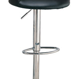 Benzara Contemporary Faux Leather Bar Stool, Black BM69362 Chrome & Black METAL BM69362