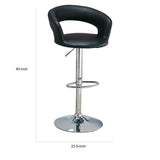 Benzara Contemporary Faux Leather Bar Stool, Black BM69362 Chrome & Black METAL BM69362