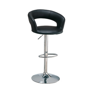 Benzara Contemporary Faux Leather Bar Stool, Black BM69362 Chrome & Black METAL BM69362