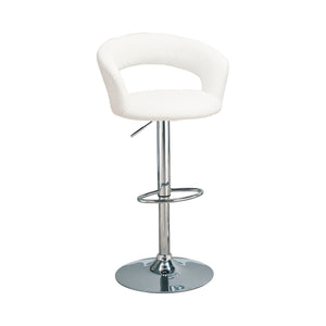 Benzara Contemporary Faux Leather Bar Stool, White BM69363 Chrome & White METAL BM69363