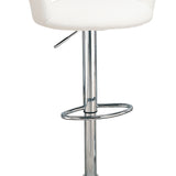 Benzara Contemporary Faux Leather Bar Stool, White BM69363 Chrome & White METAL BM69363