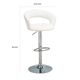 Benzara Contemporary Faux Leather Bar Stool, White BM69363 Chrome & White METAL BM69363