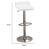 Benzara Contemporary Backless Seat Bar Stool, White ,Set of 2 BM69373 Chrome,White METAL BM69373