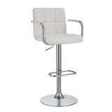 Benzara Swiveling Bar Stool, White BM69392 White & Chrome PU BM69392