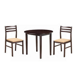 Transitional Style 3 Piece Wooden Dining Table and Chair Set, Brown