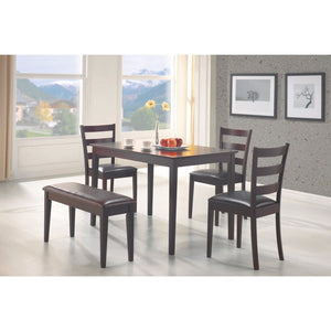 Benzara Sophisticated 5 Piece Dining Set with Bench, Brown BM69422 Brown MDF BM69422