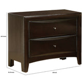 Benzara Spacious 2 Drawer Nightstand, Brown BM69431 Brown MDF BM69431