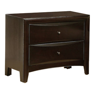 Benzara Spacious 2 Drawer Nightstand, Brown BM69431 Brown MDF BM69431