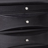 Benzara Wooden 2 Drawer Nightstand with tray, Black BM69441 Black Wood BM69441