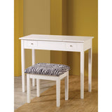Benzara Contemporary Lift-Top Vanity with Upholstered Stool, 2 Piece, White BM69564 White RUBBERWOOD BM69564