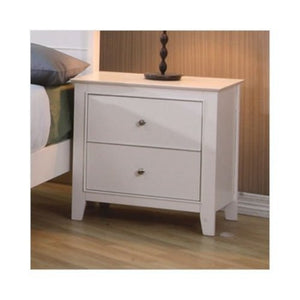 Benzara Nightstand With 2 Drawers, White BM69576 WHITE MDF BM69576