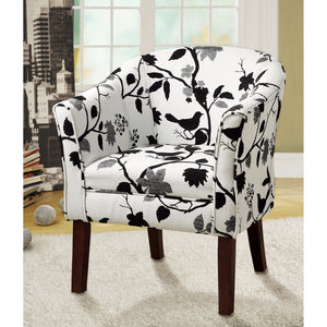 Benzara Fancy and Chic Accent Chair, Black/White BM69600 Black/White FABRIC BM69600