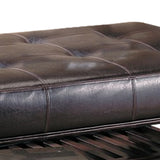 Benzara Charming Leather Ottoman, Brown BM69617 BROWN  Leather BM69617