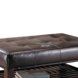 Benzara Charming Leather Ottoman, Brown BM69617 BROWN  Leather BM69617